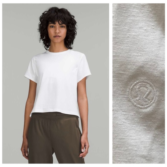 lululemon athletica Tops - Lululemon White Classic-Fit Cotton-Blend T-Shirt 16